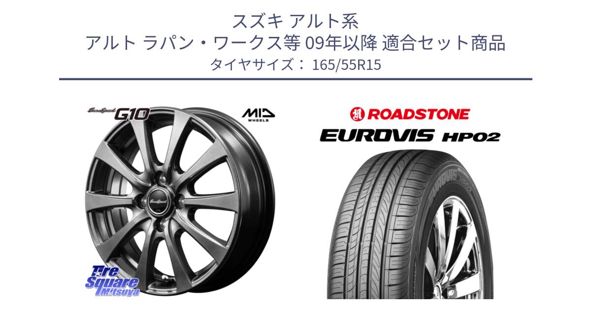 スズキ アルト系 アルト ラパン・ワークス等 09年以降 用セット商品です。MID EuroSpeed G10 在庫● ホイール 15インチ と ロードストーン EUROVIS HP02 サマータイヤ 165/55R15 の組合せ商品です。