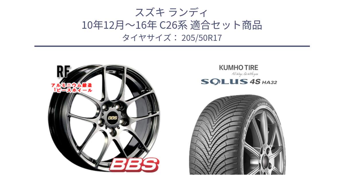 スズキ ランディ 10年12月～16年 C26系 用セット商品です。RF 鍛造1ピース DB ホイール 17インチ と SOLUS 4S HA32 ソルウス オールシーズンタイヤ 205/50R17 の組合せ商品です。