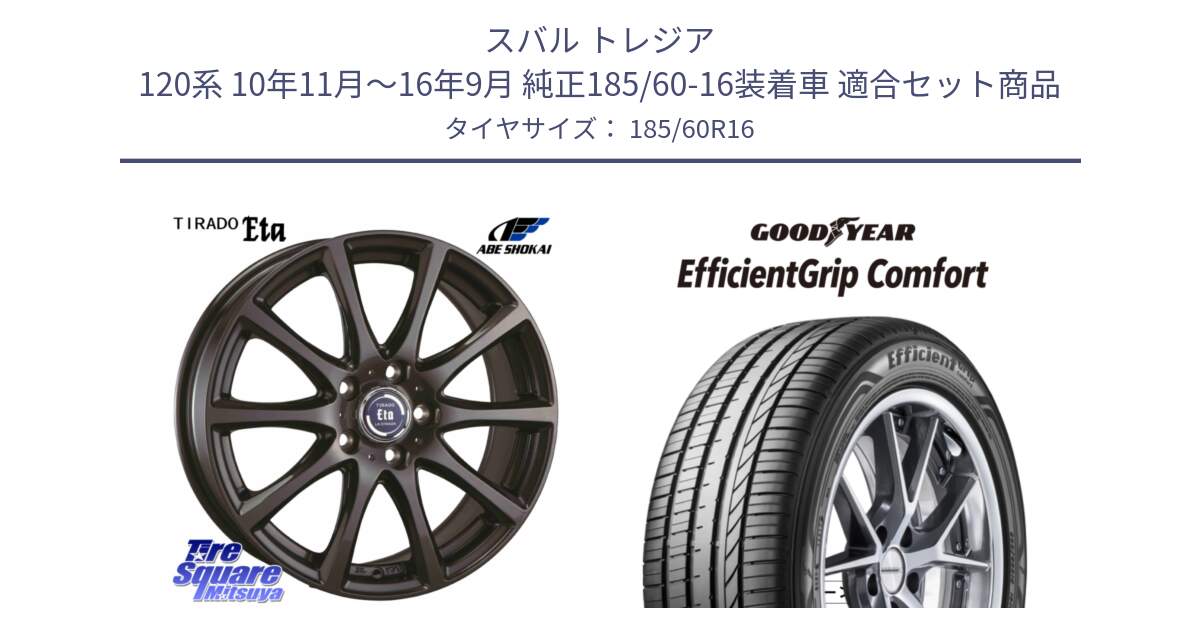 スバル トレジア 120系 10年11月～16年9月 純正185/60-16装着車 用セット商品です。ティラード イータ と EffcientGrip Comfort サマータイヤ 185/60R16 の組合せ商品です。
