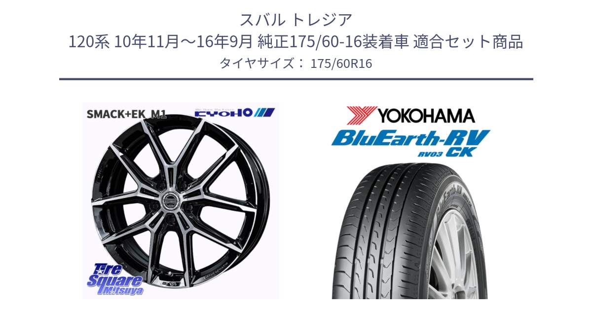 スバル トレジア 120系 10年11月～16年9月 純正175/60-16装着車 用セット商品です。SMACK +EK M1 ホイール 16インチ と ブルーアース コンパクト RV03CK ヨコハマ 175/60R16 の組合せ商品です。
