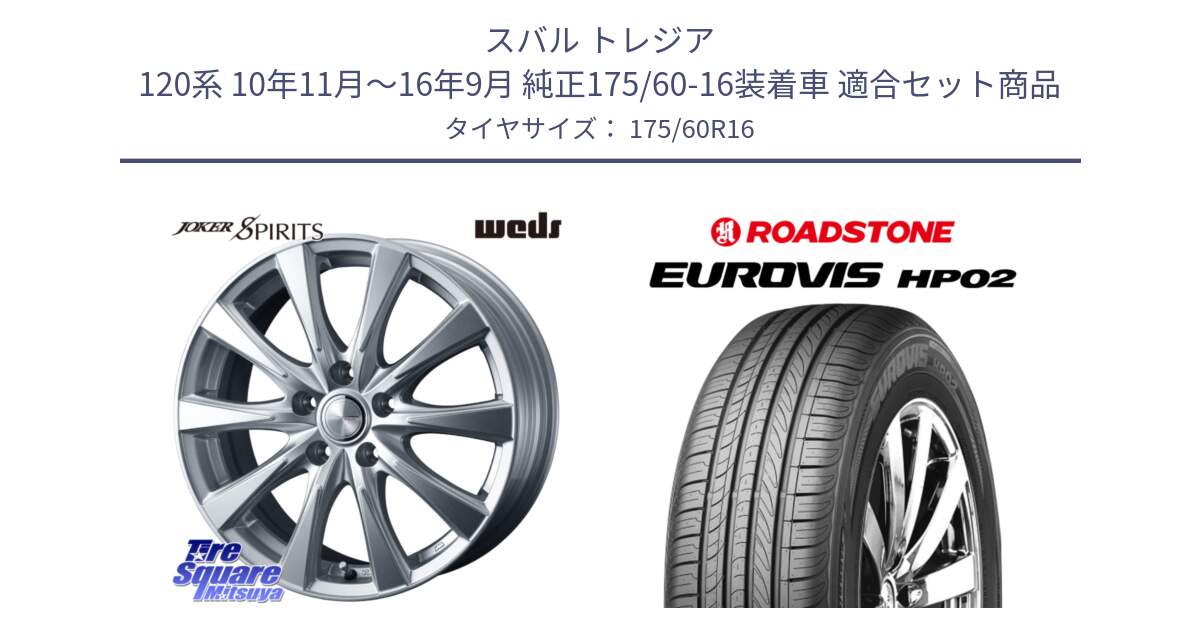 スバル トレジア 120系 10年11月～16年9月 純正175/60-16装着車 用セット商品です。ジョーカースピリッツ ホイール と ロードストーン EUROVIS HP02 サマータイヤ 175/60R16 の組合せ商品です。