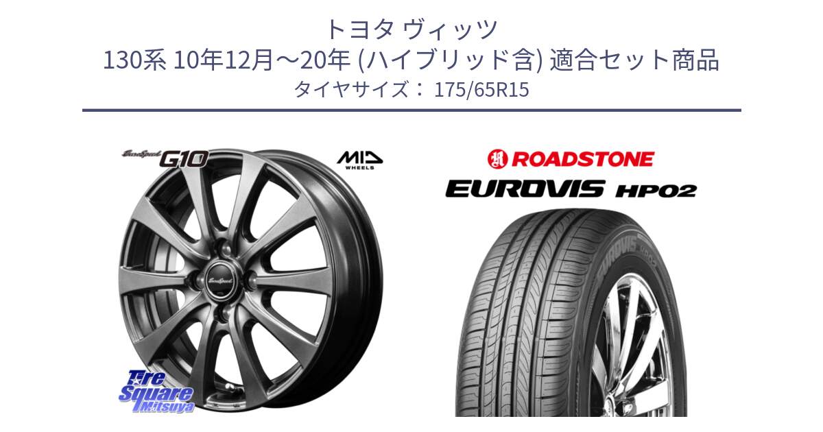 トヨタ ヴィッツ 130系 10年12月～20年 (ハイブリッド含) 用セット商品です。MID EuroSpeed G10 在庫● ホイール 15インチ と ロードストーン EUROVIS HP02 サマータイヤ 175/65R15 の組合せ商品です。
