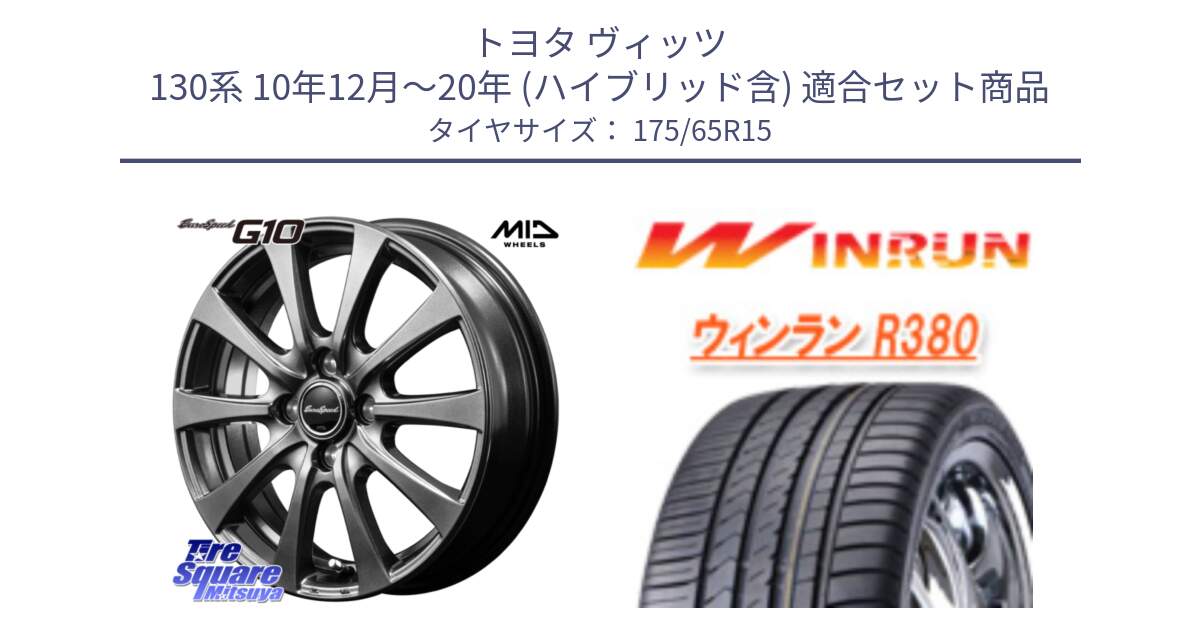 トヨタ ヴィッツ 130系 10年12月～20年 (ハイブリッド含) 用セット商品です。MID EuroSpeed G10 在庫● ホイール 15インチ と R380 サマータイヤ 175/65R15 の組合せ商品です。