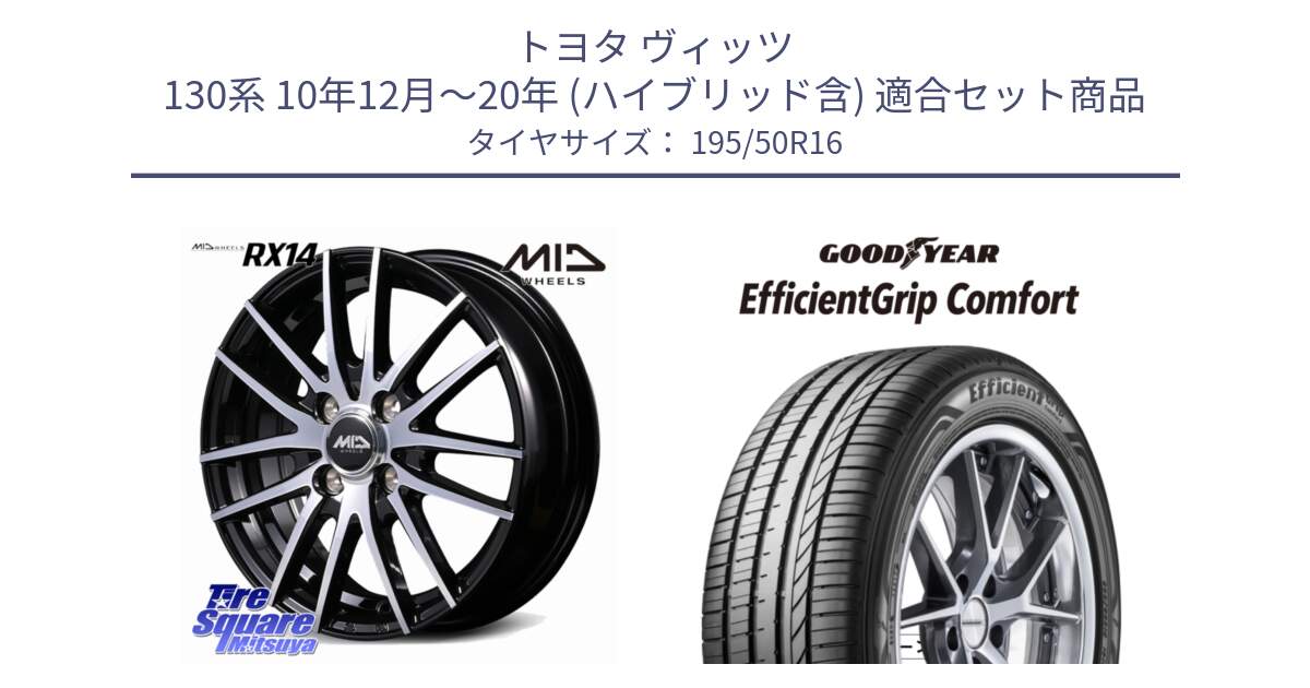 トヨタ ヴィッツ 130系 10年12月～20年 (ハイブリッド含) 用セット商品です。MID RX14 ホイール 16インチ と EffcientGrip Comfort サマータイヤ 195/50R16 の組合せ商品です。
