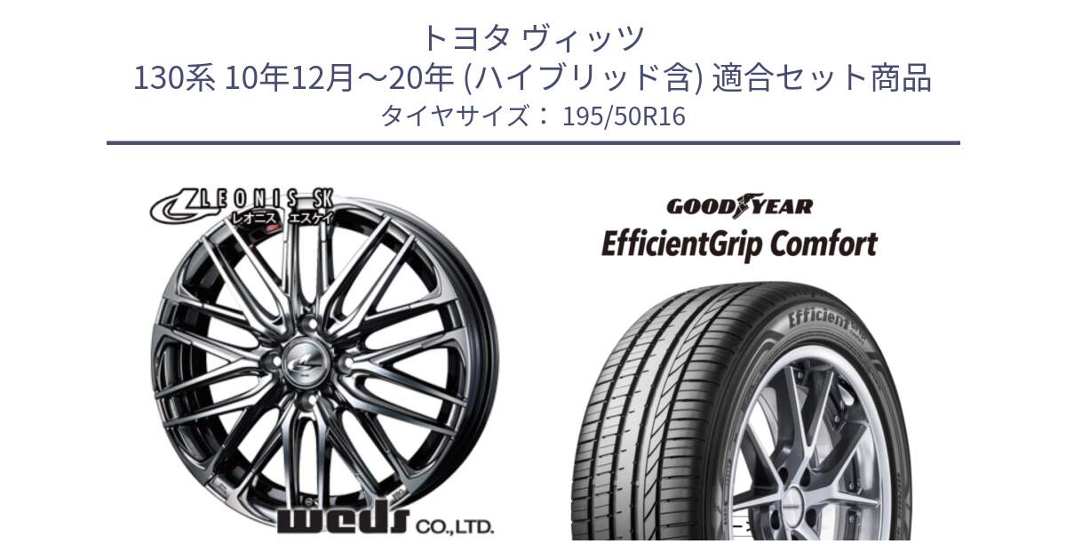 トヨタ ヴィッツ 130系 10年12月～20年 (ハイブリッド含) 用セット商品です。レオニス SK ウェッズ Leonis ホイール 16インチ と EffcientGrip Comfort サマータイヤ 195/50R16 の組合せ商品です。