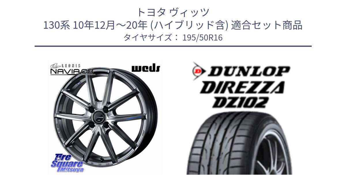 トヨタ ヴィッツ 130系 10年12月～20年 (ハイブリッド含) 用セット商品です。LEONIS NAVIA 08 ホイール 16インチ と DZ102 DIREZZA 2025年製【欠品次回11月中旬入荷】ダンロップ ディレッツァ サマータイヤ 195/50R16 の組合せ商品です。