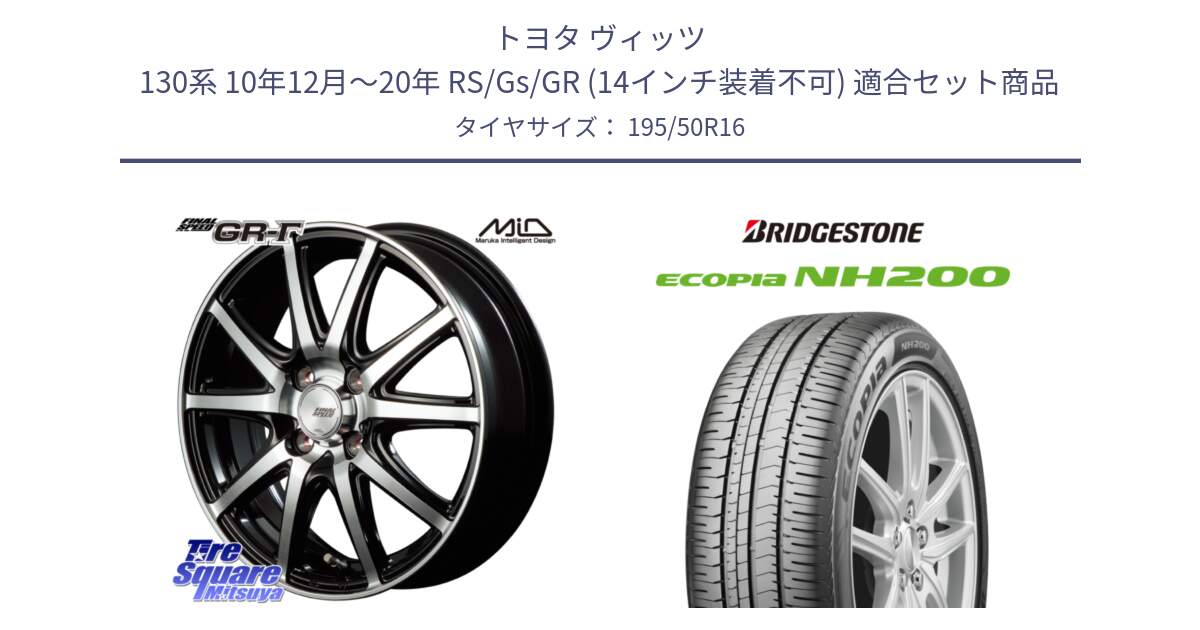 トヨタ ヴィッツ 130系 10年12月～20年 RS/Gs/GR (14インチ装着不可) 用セット商品です。MID FINAL SPEED GR ガンマ ホイール と ECOPIA NH200 エコピア サマータイヤ 195/50R16 の組合せ商品です。