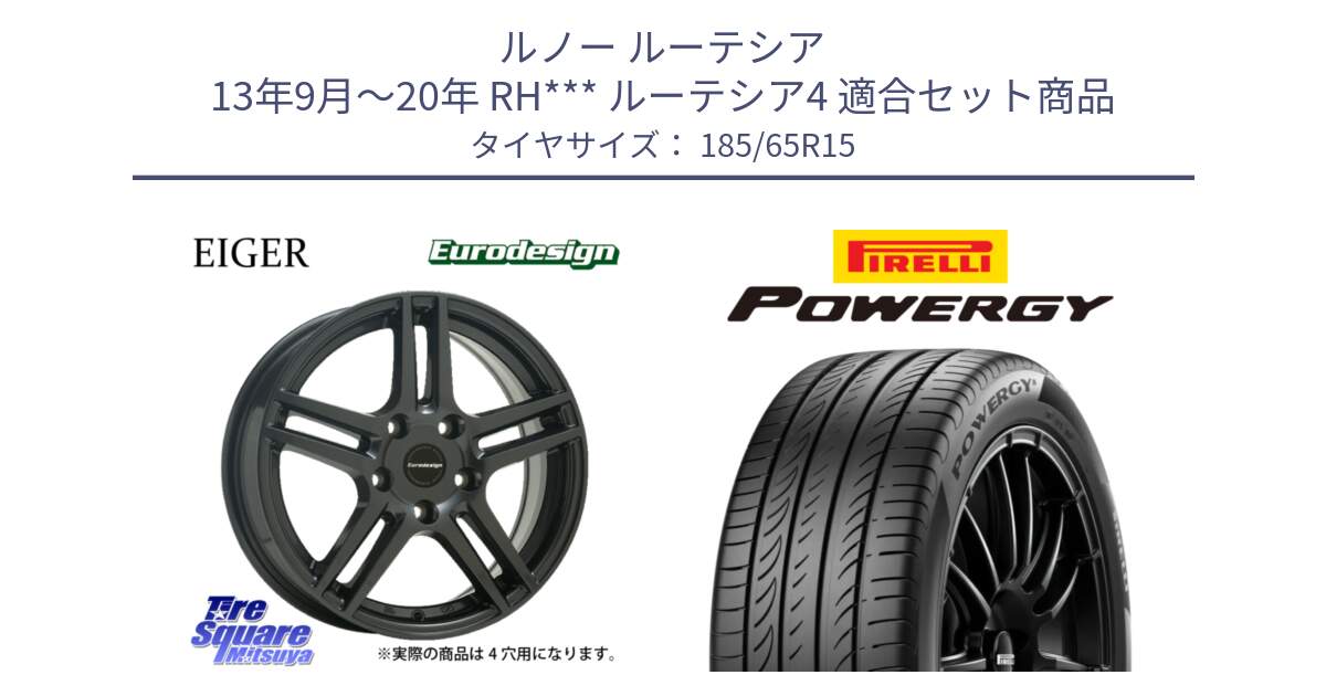 ルノー ルーテシア 13年9月～20年 RH*** ルーテシア4 用セット商品です。Eurodesign EIGER ホイール 15インチ と POWERGY パワジー サマータイヤ  185/65R15 の組合せ商品です。