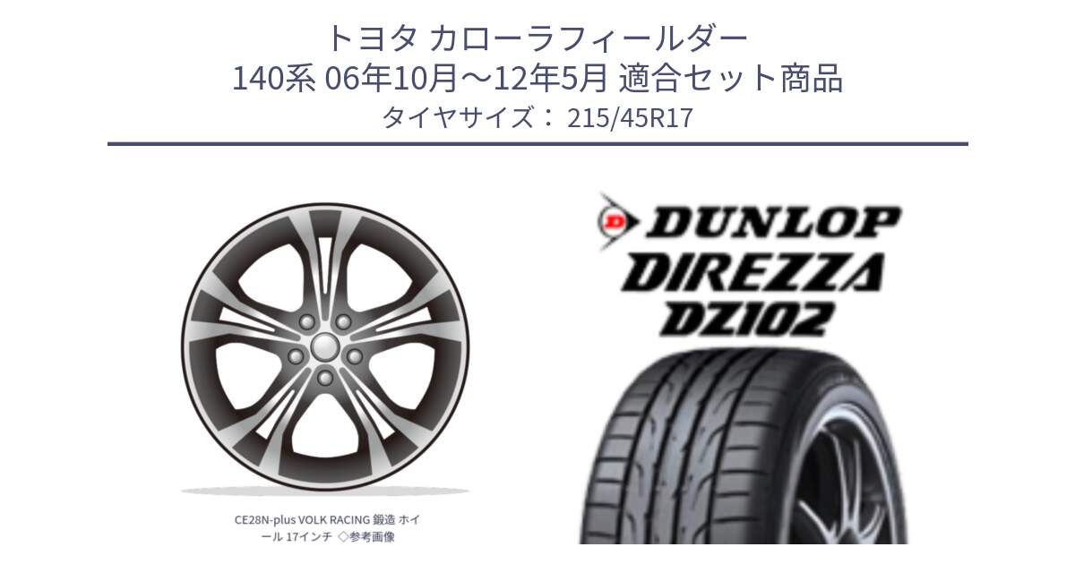 トヨタ カローラフィールダー 140系 06年10月～12年5月 用セット商品です。CE28N-plus VOLK RACING 鍛造 ホイール 17インチ  ◇参考画像 と DZ102 DIREZZA 2025年製【欠品次回11月中旬入荷】ダンロップ ディレッツァ サマータイヤ 215/45R17 の組合せ商品です。