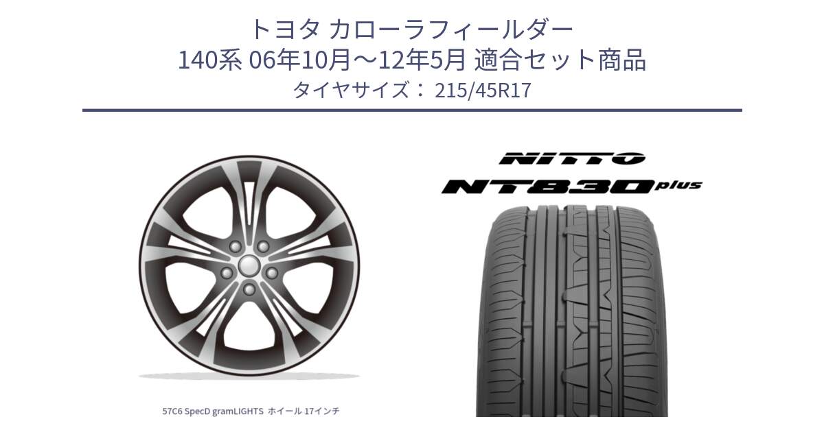 トヨタ カローラフィールダー 140系 06年10月～12年5月 用セット商品です。57C6 SpecD gramLIGHTS  ホイール 17インチ と ニットー NT830 plus サマータイヤ 215/45R17 の組合せ商品です。