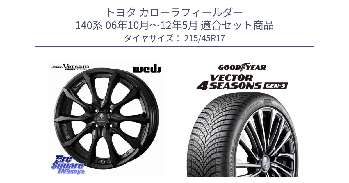 トヨタ カローラフィールダー 140系 06年10月～12年5月 用セット商品です。Kranze Versam 030EVO ホイール 17インチ と 24年製 XL Vector 4Seasons Gen-3 オールシーズン 並行 215/45R17 の組合せ商品です。