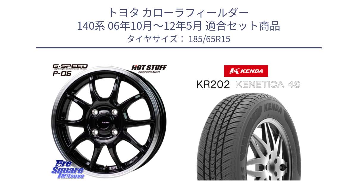 トヨタ カローラフィールダー 140系 06年10月～12年5月 用セット商品です。G-SPEED P06 P-06 ホイール 15インチ と ケンダ KENETICA 4S KR202 オールシーズンタイヤ 185/65R15 の組合せ商品です。