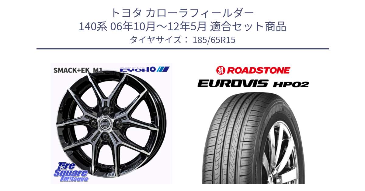トヨタ カローラフィールダー 140系 06年10月～12年5月 用セット商品です。SMACK +EK M1 ホイール 15インチ と ロードストーン EUROVIS HP02 サマータイヤ 185/65R15 の組合せ商品です。