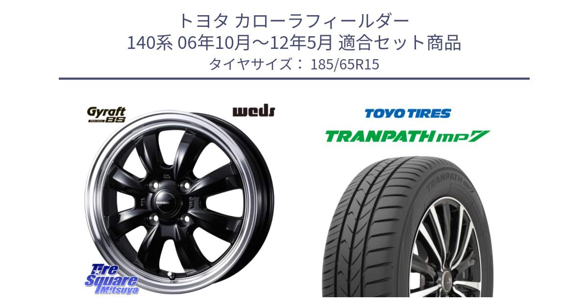 トヨタ カローラフィールダー 140系 06年10月～12年5月 用セット商品です。GYRAFT 8S ホイール 15インチ と トランパス MP7 在庫● 2025年製 トーヨー TRANPATH ミニバン サマータイヤ 185/65R15 の組合せ商品です。