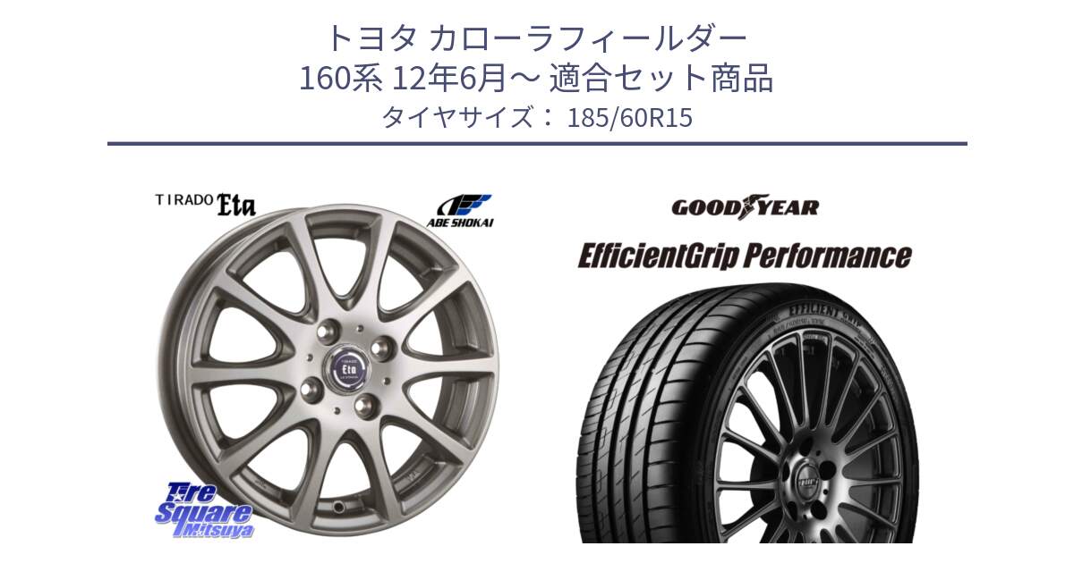 トヨタ カローラフィールダー 160系 12年6月～ 用セット商品です。ティラード イータ と EfficientGrip Performance エフィシェントグリップ パフォーマンス 正規品 新車装着 サマータイヤ 185/60R15 の組合せ商品です。