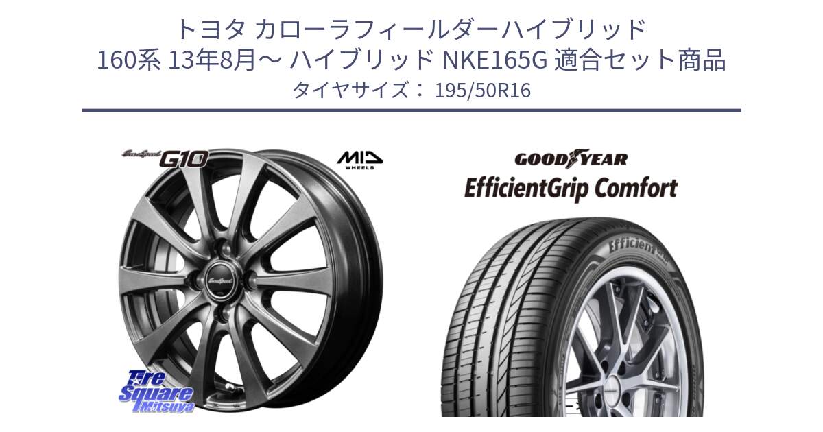 トヨタ カローラフィールダーハイブリッド 160系 13年8月～ ハイブリッド NKE165G 用セット商品です。MID EuroSpeed G10 在庫● ホイール 16インチ と EffcientGrip Comfort サマータイヤ 195/50R16 の組合せ商品です。