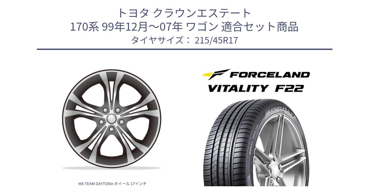 トヨタ クラウンエステート 170系 99年12月～07年 ワゴン 用セット商品です。M8 TEAM DAYTONA ホイール 17インチ と Vitality F22 在庫● サマータイヤ 215/45ZR17 2025年製 ●サマーセール● 215/45R17 の組合せ商品です。