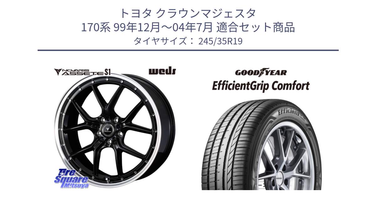トヨタ クラウンマジェスタ 170系 99年12月～04年7月 用セット商品です。41336 NOVARIS ASSETE S1 ホイール 19インチ と EffcientGrip Comfort サマータイヤ 245/35R19 の組合せ商品です。