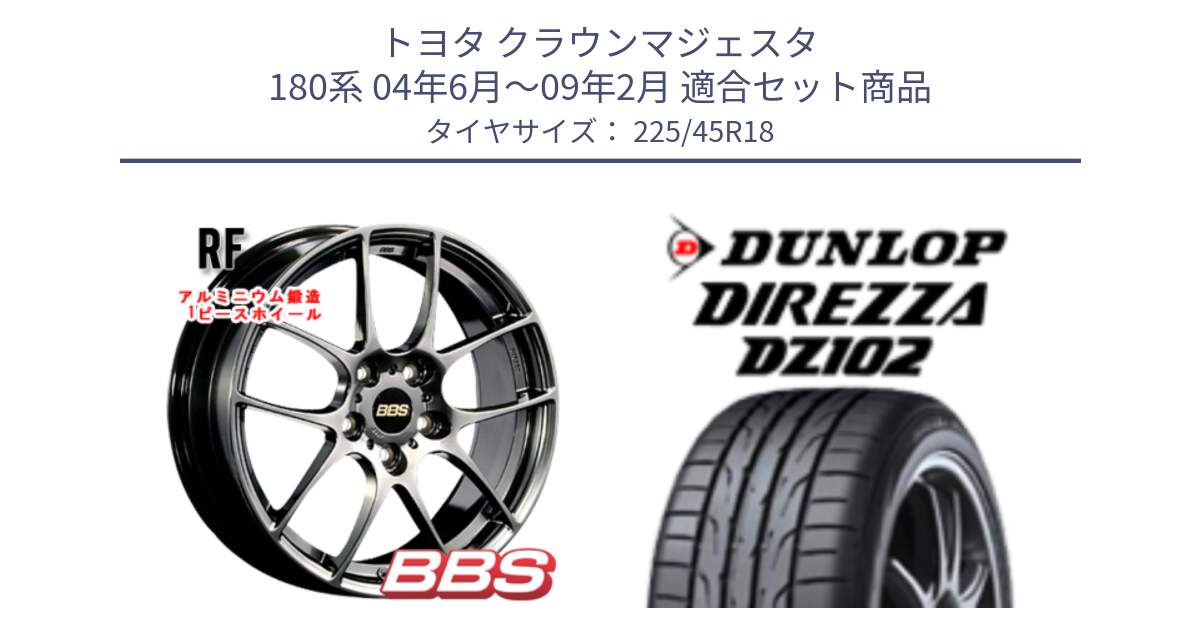 トヨタ クラウンマジェスタ 180系 04年6月～09年2月 用セット商品です。RF 鍛造1ピース DB ホイール 18インチ と DZ102 DIREZZA 2025年製【欠品次回11月中旬入荷】ダンロップ ディレッツァ サマータイヤ 225/45R18 の組合せ商品です。