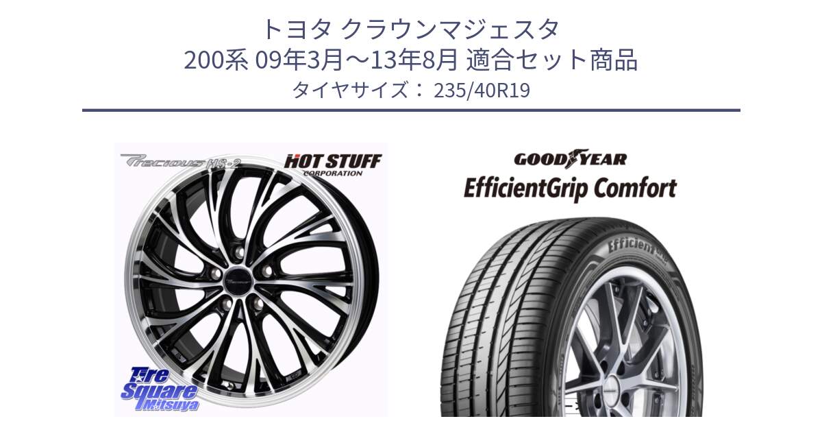 トヨタ クラウンマジェスタ 200系 09年3月～13年8月 用セット商品です。Precious HS-2 ホイール 19インチ と EffcientGrip Comfort サマータイヤ 235/40R19 の組合せ商品です。