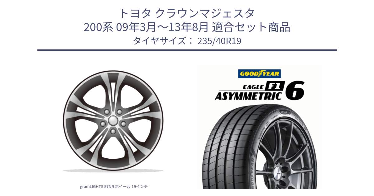 トヨタ クラウンマジェスタ 200系 09年3月～13年8月 用セット商品です。gramLIGHTS 57NR ホイール 19インチ と EAGLE F1 ASYMMETRIC 6 サマータイヤ 235/40R19 の組合せ商品です。