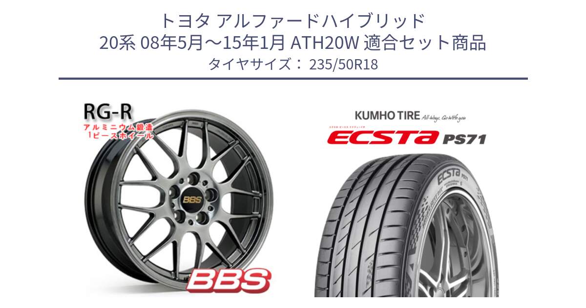 トヨタ アルファードハイブリッド 20系 08年5月～15年1月 ATH20W 用セット商品です。RG-R 鍛造1ピース ホイール 18インチ と ECSTA PS71 エクスタ サマータイヤ 235/50R18 の組合せ商品です。