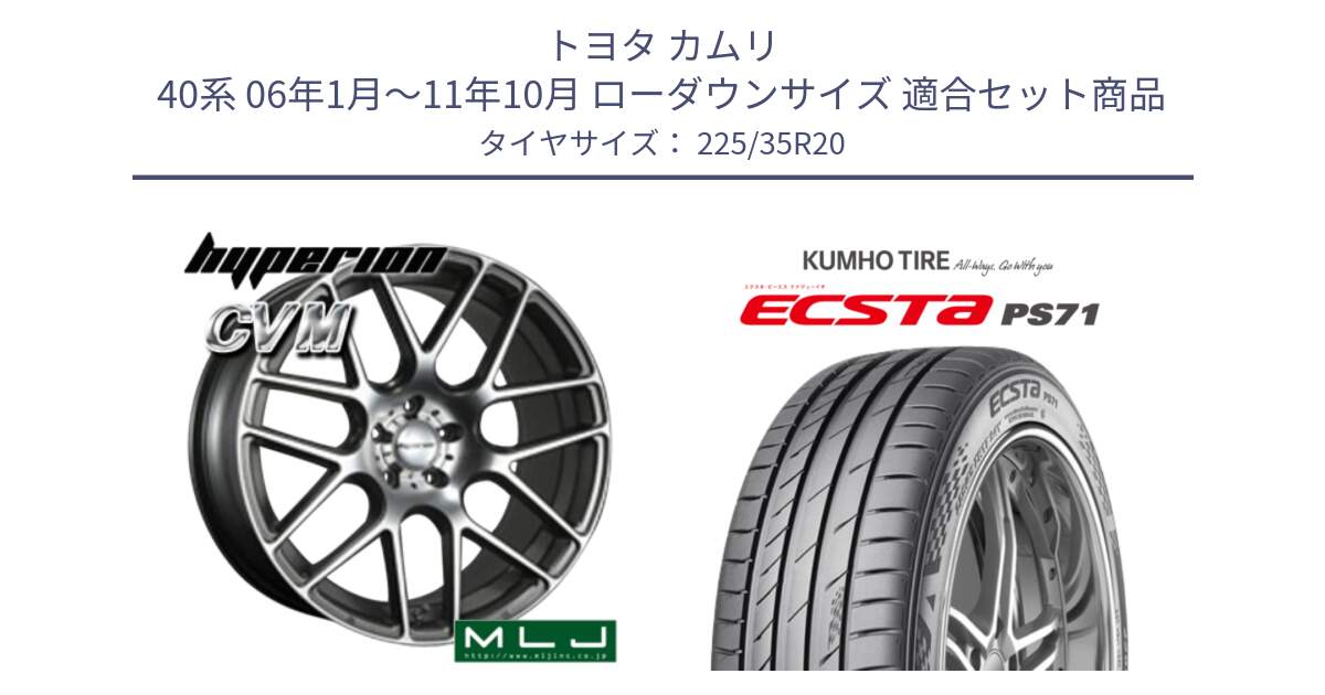 トヨタ カムリ 40系 06年1月～11年10月 ローダウンサイズ 用セット商品です。hyperion ハイペリオン CVM ホイール 20インチ と ECSTA PS71 エクスタ サマータイヤ 225/35R20 の組合せ商品です。