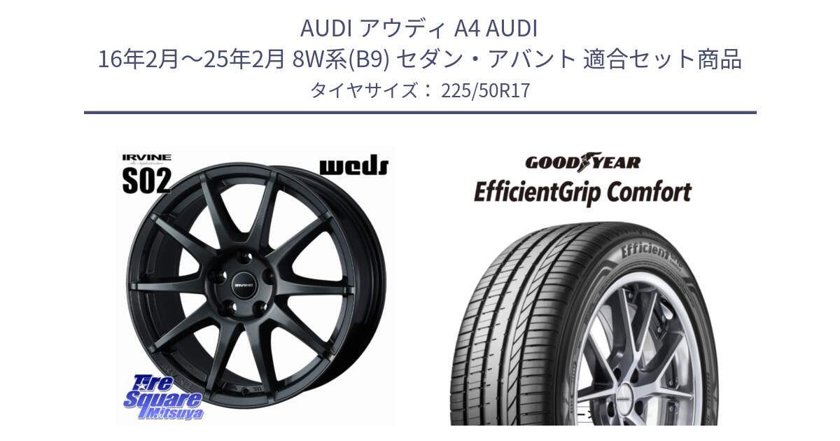 アウディ A4 AUDI 16年2月～25年2月 8W系(B9) セダン・アバント 用セット商品です。【欠品次回11月上旬】 IRVINE S02 アーヴィンS02 輸入車専用ホイール 17インチ と EffcientGrip Comfort サマータイヤ 225/50R17 の組合せ商品です。
