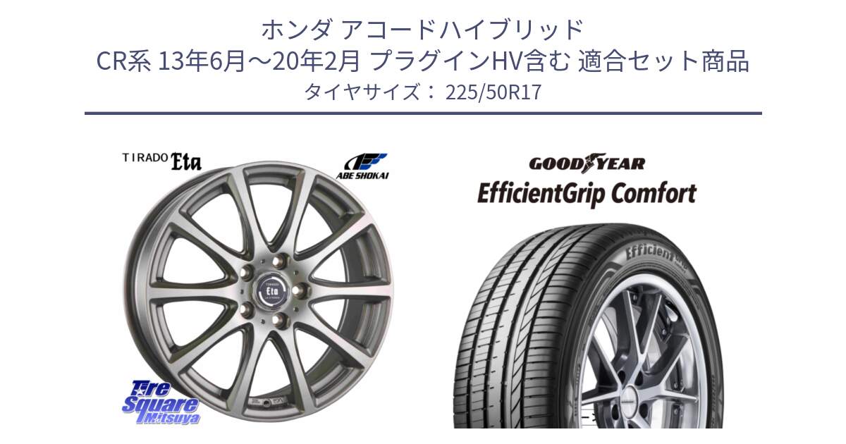 ホンダ アコードハイブリッド CR系 13年6月～20年2月 プラグインHV含む 用セット商品です。ティラード イータ と EffcientGrip Comfort サマータイヤ 225/50R17 の組合せ商品です。