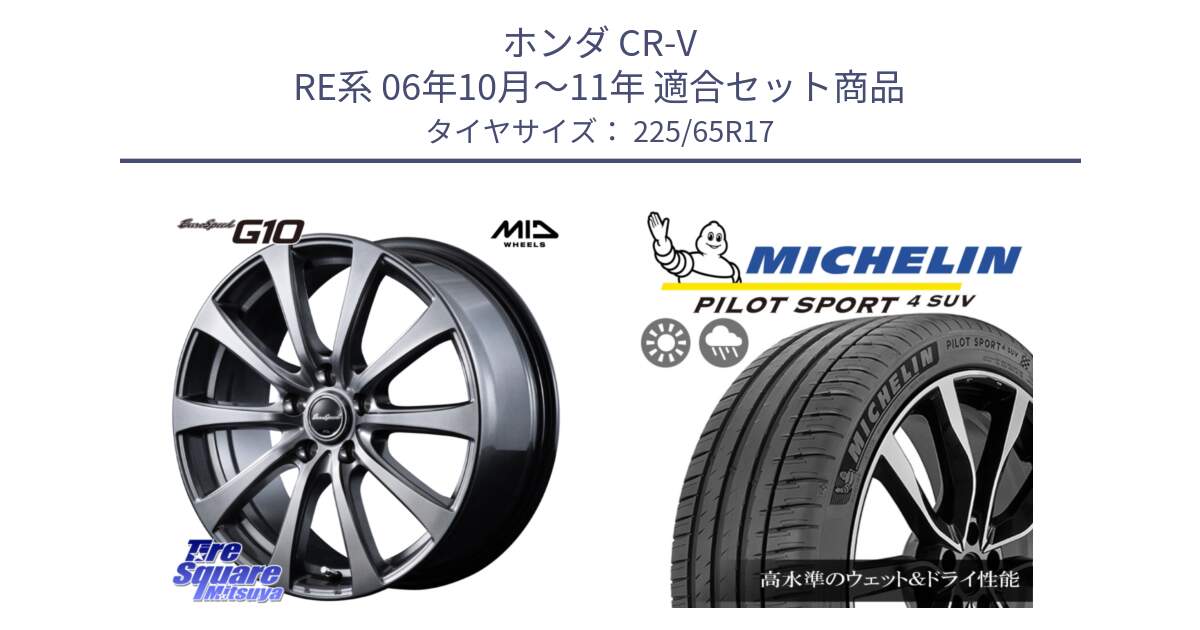 ホンダ CR-V RE系 06年10月～11年 用セット商品です。MID EuroSpeed G10 在庫● ホイール 17インチ と PILOT SPORT4 パイロットスポーツ4 SUV 106V XL 正規 225/65R17 の組合せ商品です。