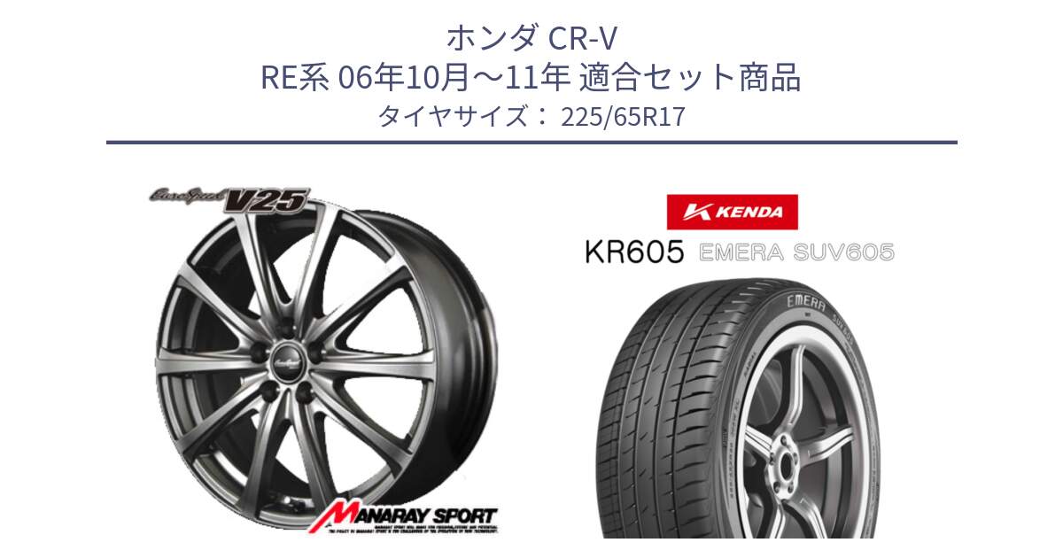ホンダ CR-V RE系 06年10月～11年 用セット商品です。MID EuroSpeed ユーロスピード V25 ホイール 17インチ と ケンダ KR605 EMERA SUV 605 サマータイヤ 225/65R17 の組合せ商品です。