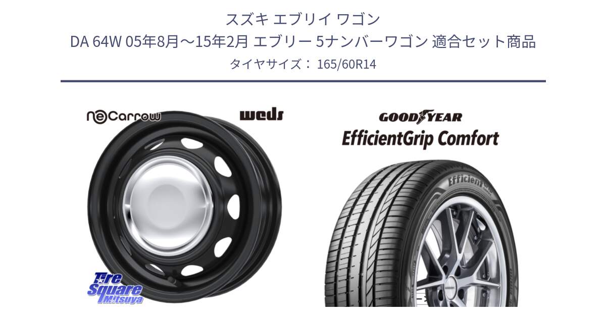 スズキ エブリイ ワゴン DA 64W 05年8月～15年2月 エブリー 5ナンバーワゴン 用セット商品です。14043 NeoCarrow ネオキャロ クローム スチール 14インチ ホイール と EffcientGrip Comfort サマータイヤ 165/60R14 の組合せ商品です。