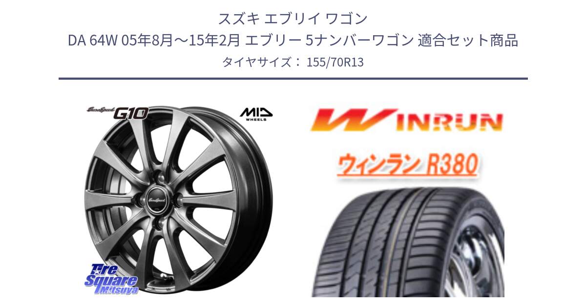スズキ エブリイ ワゴン DA 64W 05年8月～15年2月 エブリー 5ナンバーワゴン 用セット商品です。MID EuroSpeed G10 ホイール 13インチ と R380 サマータイヤ 155/70R13 の組合せ商品です。