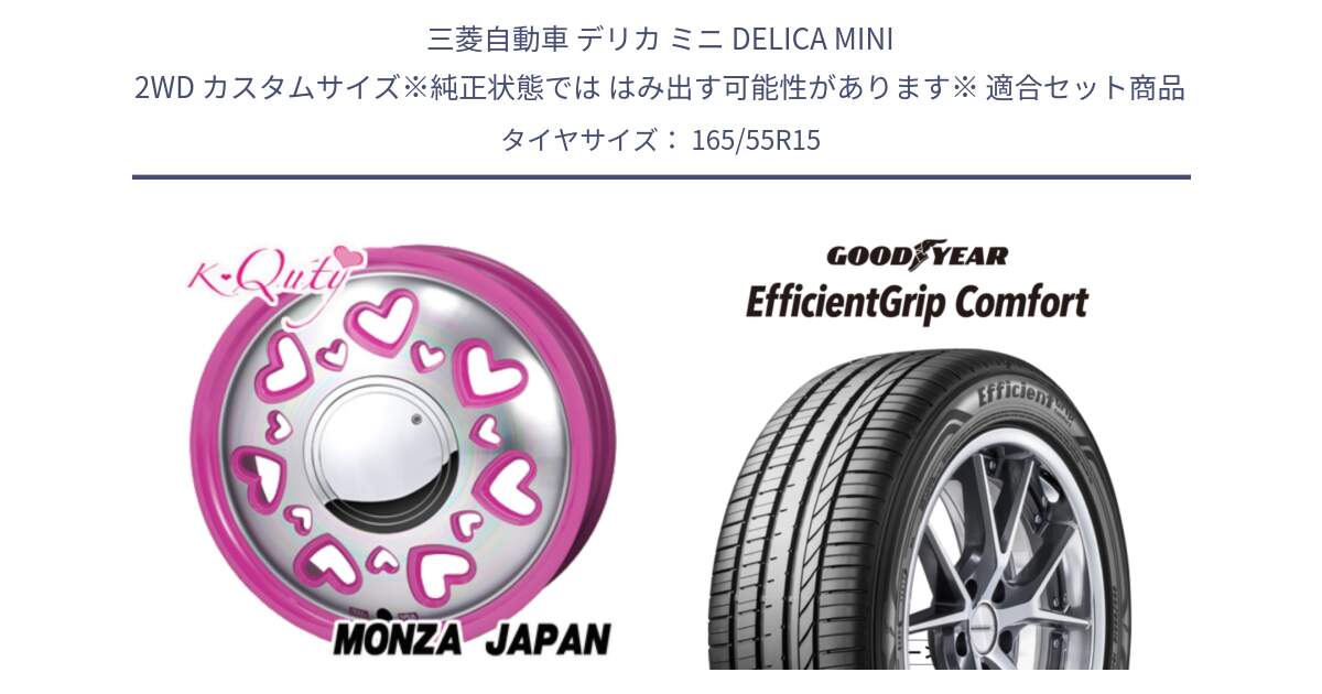 三菱自動車 デリカ ミニ DELICA MINI 2WD カスタムサイズ※純正状態では はみ出す可能性があります※ 用セット商品です。K Quty キューティー ホイール 15インチ と EffcientGrip Comfort サマータイヤ 165/55R15 の組合せ商品です。