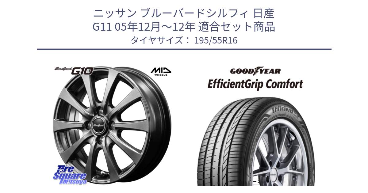 ニッサン ブルーバードシルフィ 日産 G11 05年12月～12年 用セット商品です。MID EuroSpeed G10 在庫● ホイール 16インチ と EffcientGrip Comfort サマータイヤ 195/55R16 の組合せ商品です。