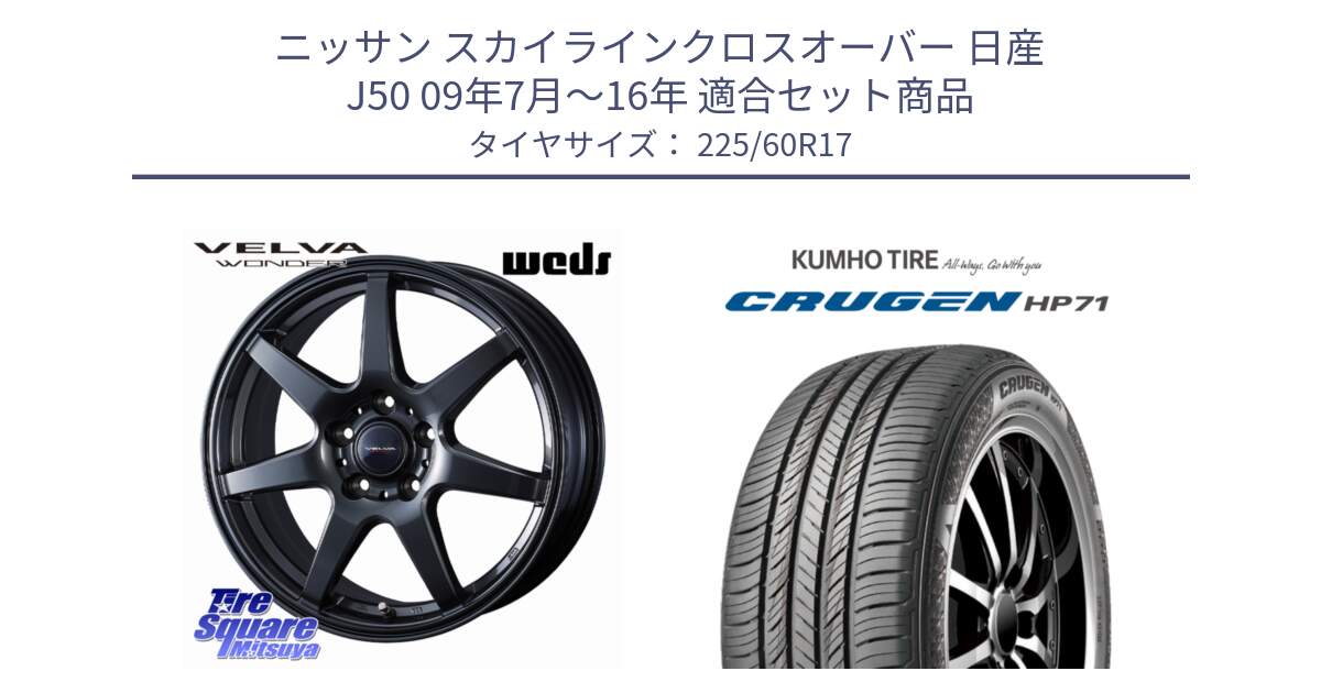 ニッサン スカイラインクロスオーバー 日産 J50 09年7月～16年 用セット商品です。VELVA WONDER ヴェルヴァワンダー ホイール 17インチ と CRUGEN HP71 クルーゼン サマータイヤ 225/60R17 の組合せ商品です。