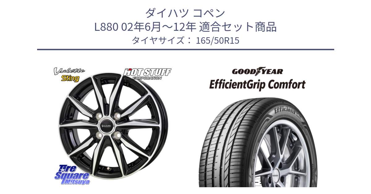 ダイハツ コペン L880 02年6月～12年 用セット商品です。Valette Sting ヴァレット スティング ホイール 15インチ と EffcientGrip Comfort サマータイヤ 165/50R15 の組合せ商品です。