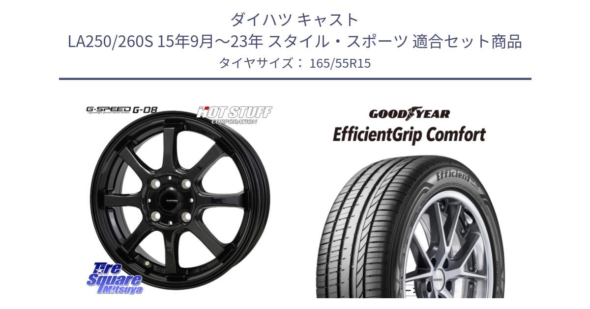 ダイハツ キャスト LA250/260S 15年9月～23年 スタイル・スポーツ 用セット商品です。G-SPEED G-08 ホイール 15インチ と EffcientGrip Comfort サマータイヤ 165/55R15 の組合せ商品です。