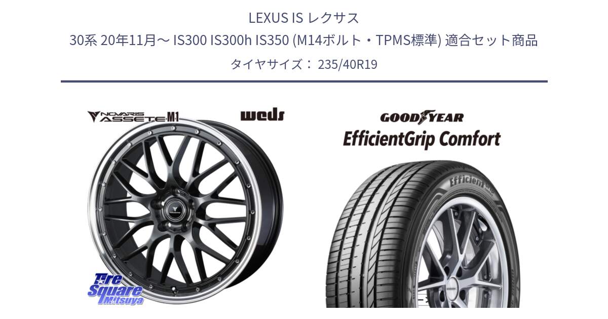 LEXUS IS レクサス 30系 20年11月～ IS300 IS300h IS350 (M14ボルト・TPMS標準) 用セット商品です。41077 NOVARIS ASSETE M1 19インチ と EffcientGrip Comfort サマータイヤ 235/40R19 の組合せ商品です。