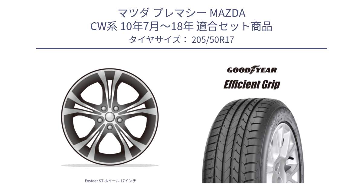 マツダ プレマシー MAZDA CW系 10年7月～18年 用セット商品です。Exsteer ST ホイール 17インチ と EfficientGrip エフィシェントグリップ 正規品 新車装着 サマータイヤ 205/50R17 の組合せ商品です。