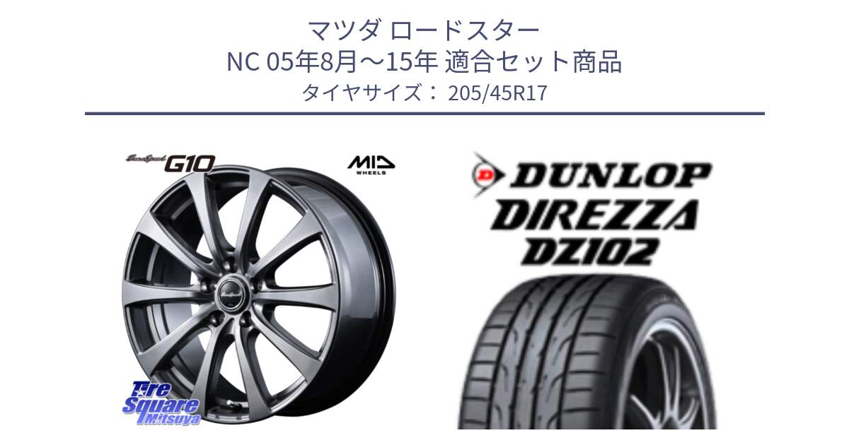マツダ ロードスター NC 05年8月～15年 用セット商品です。MID EuroSpeed G10 ホイール 17インチ と DZ102 DIREZZA 2025年製【欠品次回11月中旬入荷】ダンロップ ディレッツァ サマータイヤ 205/45R17 の組合せ商品です。