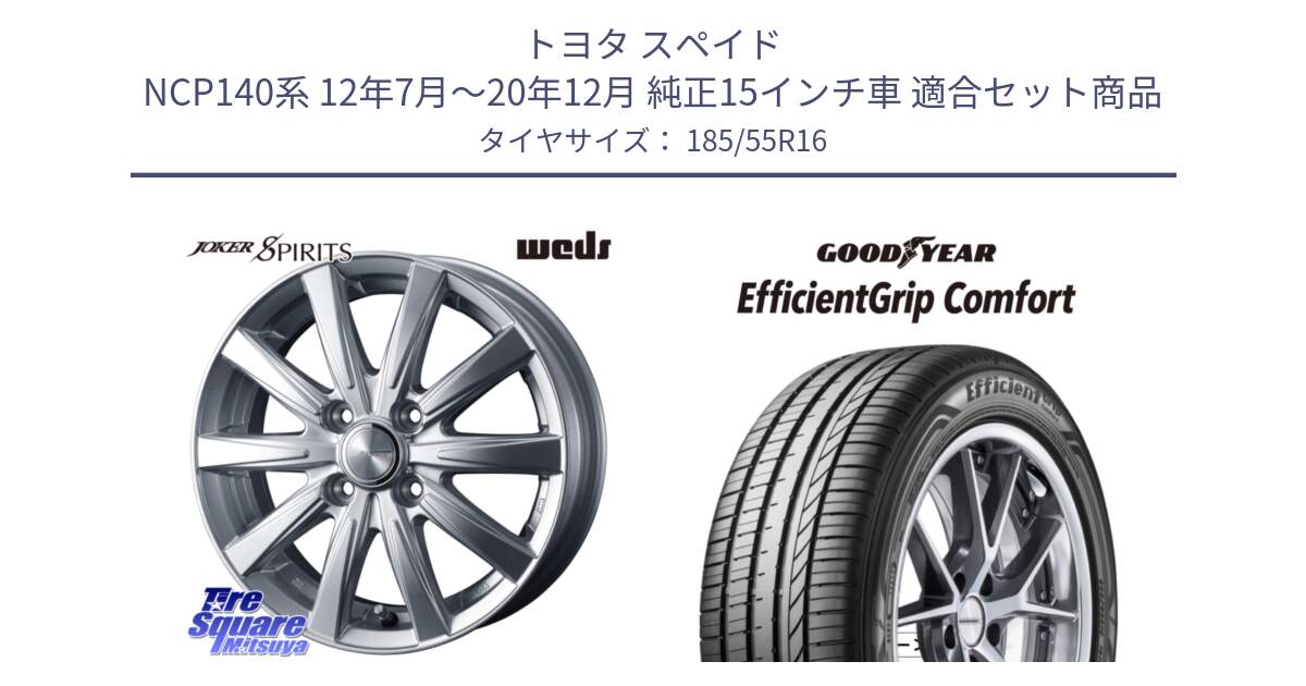 トヨタ スペイド NCP140系 12年7月～20年12月 純正15インチ車 用セット商品です。ジョーカースピリッツ ホイール と EffcientGrip Comfort サマータイヤ 185/55R16 の組合せ商品です。