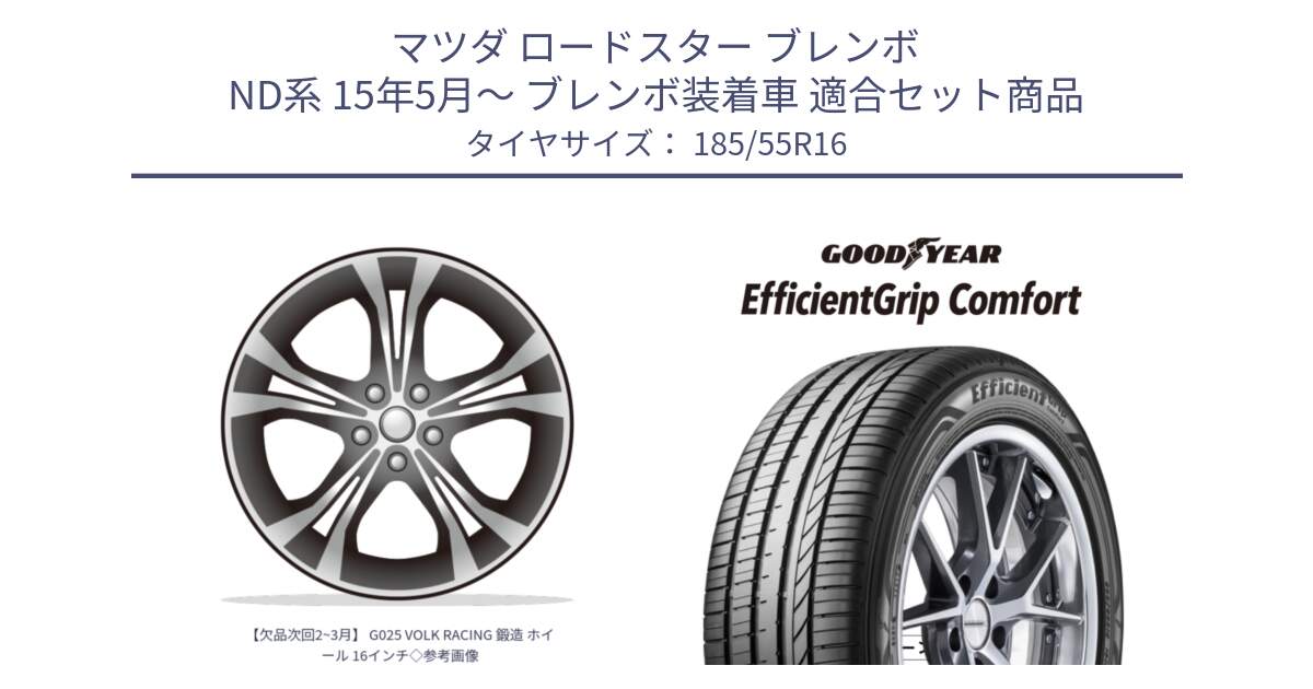 マツダ ロードスター ブレンボ ND系 15年5月～ ブレンボ装着車 用セット商品です。【欠品次回2~3月】 G025 VOLK RACING 鍛造 ホイール 16インチ◇参考画像 と EffcientGrip Comfort サマータイヤ 185/55R16 の組合せ商品です。