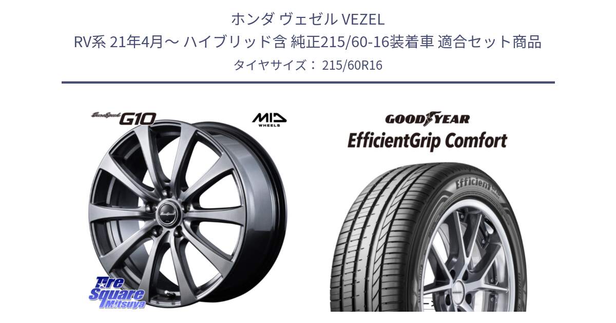 ホンダ ヴェゼル VEZEL RV系 21年4月～ ハイブリッド含 純正215/60-16装着車 用セット商品です。MID EuroSpeed G10 在庫● ホイール 16インチ と EffcientGrip Comfort サマータイヤ 215/60R16 の組合せ商品です。