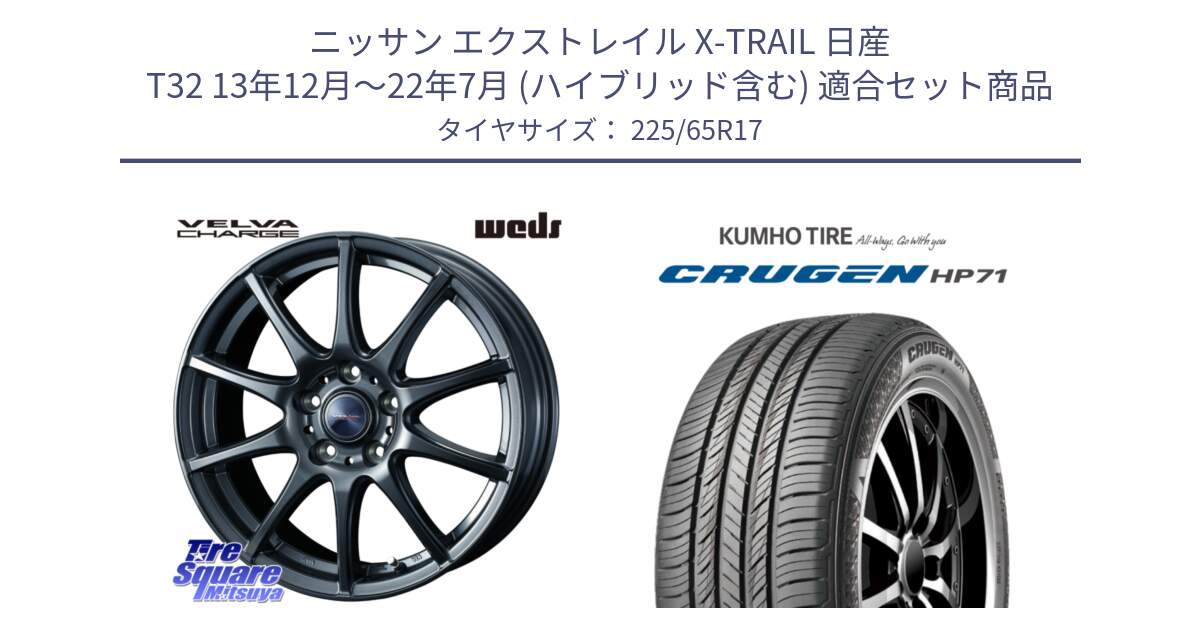 ニッサン エクストレイル X-TRAIL 日産 T32 13年12月～22年7月 (ハイブリッド含む) 用セット商品です。ウェッズ ヴェルヴァチャージ ホイール と CRUGEN HP71 クルーゼン サマータイヤ 225/65R17 の組合せ商品です。