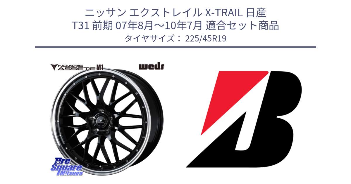 ニッサン エクストレイル X-TRAIL 日産 T31 前期 07年8月～10年7月 用セット商品です。41087 NOVARIS ASSETE M1 BP 19インチ と 24年製 XL TURANZA ALL SEASON 6 ENLITEN オールシーズン 並行 225/45R19 の組合せ商品です。
