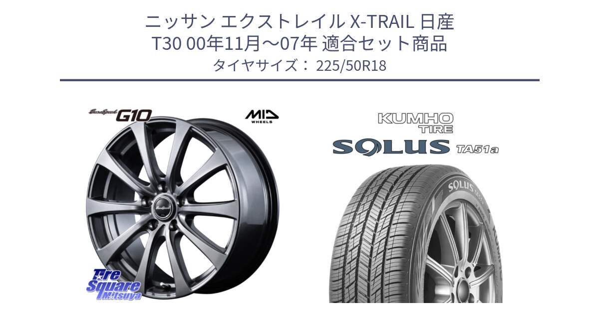 ニッサン エクストレイル X-TRAIL 日産 T30 00年11月～07年 用セット商品です。MID EuroSpeed G10 ホイール 18インチ と SOLUS TA51a サマータイヤ 225/50R18 の組合せ商品です。