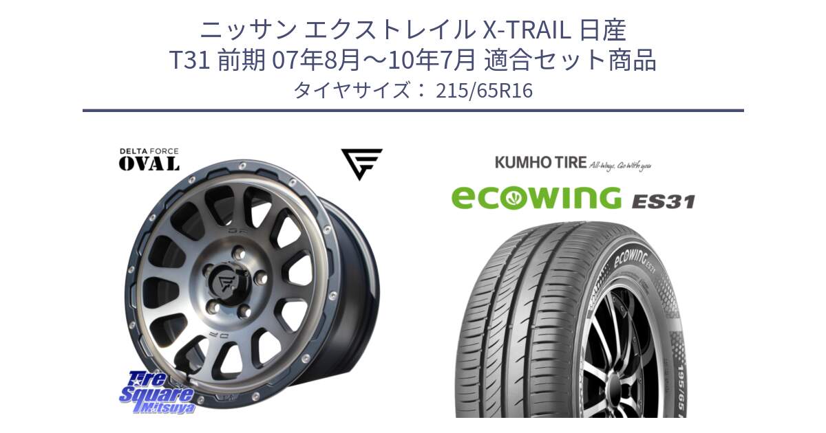 ニッサン エクストレイル X-TRAIL 日産 T31 前期 07年8月～10年7月 用セット商品です。デルタフォース オーバル 16インチ と ecoWING ES31 エコウィング サマータイヤ 215/65R16 の組合せ商品です。