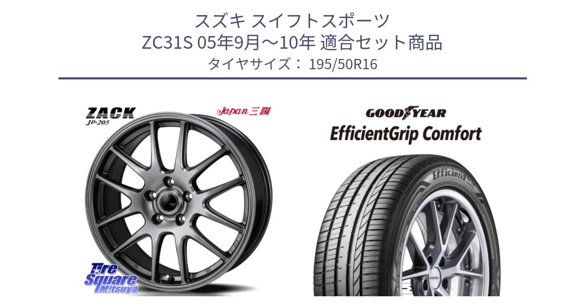 スズキ スイフトスポーツ ZC31S 05年9月～10年 用セット商品です。ZACK JP-205 ホイール と EffcientGrip Comfort サマータイヤ 195/50R16 の組合せ商品です。