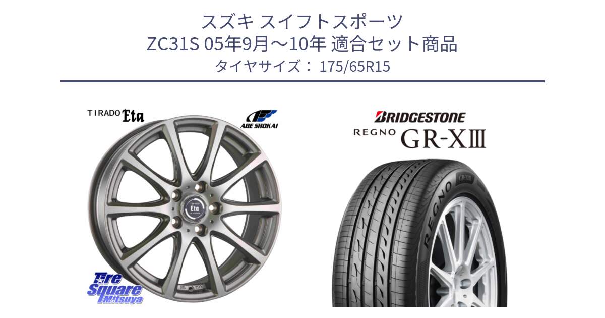 スズキ スイフトスポーツ ZC31S 05年9月～10年 用セット商品です。ティラード イータ と REGNO GR-X3 GRX3 GR-XIII レグノ  サマータイヤ 175/65R15 の組合せ商品です。